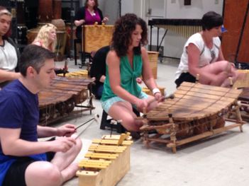 Group playing wooden instruments