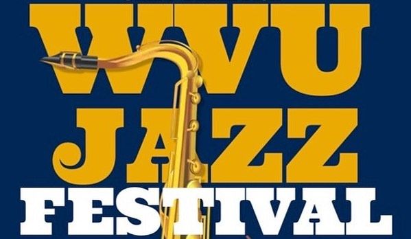 WVU Jazz Festival poster which includes a picture of a saxophone and the words WVU Jazz Festival