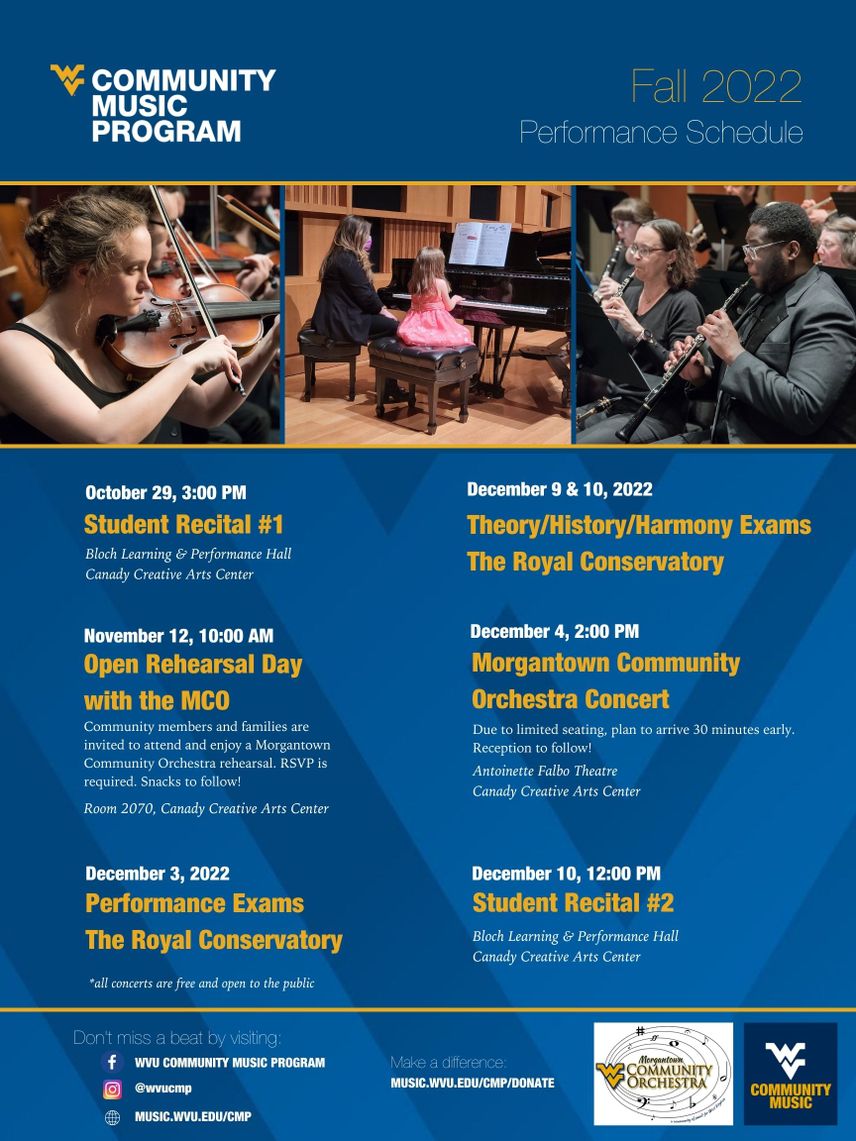 Community Music Program Event Schedule